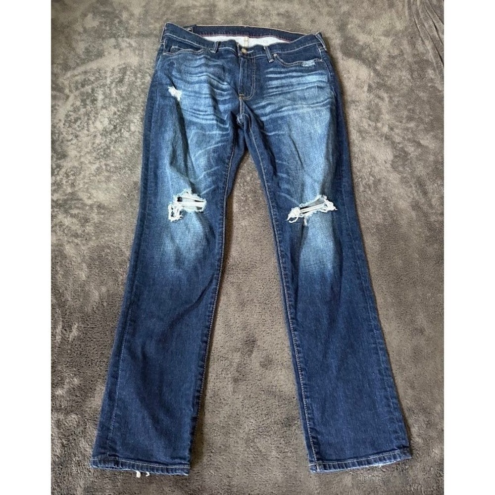 Abercrombie & Fitch Rustin Athletic Skinny Distressed Jeans Mens 34x31 Blue.
